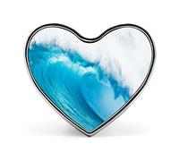 Great Turquoise Ocean Waves Blue White Pattern Heart Badge Smooth Surface Lapel Tie Pin, Lightweight Badge for Women Men Office Worker Nurse Teacher Student Shirts Backpack
