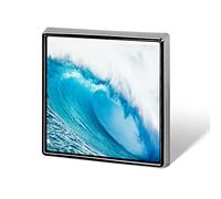 Great Turquoise Ocean Waves Blue White Pattern Square Badge Smooth Surface Lapel Tie Pin, Lightweight Badge for Women Men Office Worker Nurse Teacher Student Shirts Backpack