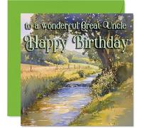 Great Uncle Birthday Card, Outdoor Watercolor River