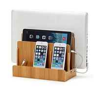 Great Useful Stuff G.U.S. Multi-Device Charging Station Dock & Organizer - Multiple Finishes Available. for Laptops, Tablets, and Phones - Strong Build, Eco-Friendly Bamboo
