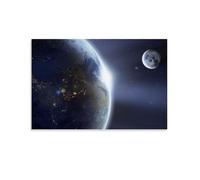 Great View Earth Moon Space Poster Office Room Decor Cosmic Starry Sky Wall Art Posters for Wall Decoration 16x24inch(40x60cm)