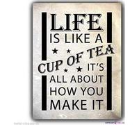 Great Vintage Metal Tin sign Life Is Like A Cup Of Tea Picture Hanging Signs Exterior Home Cave Garage bar Country Poster Club Wall Plaque Decoration Retro Aluminum sign 8x12 Inch