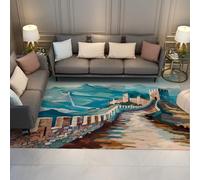 Great Wall Area Rugs for Living Room 120x170cm Washable Non Slip Carpet Low Pile Soft the Great Wall of China Rug for Bedroom Dining Classroom
