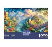 Great Wall by River Under Starry Sky 1000 Piece Jigsaw Puzzle Fantasy Architecture Great Gift for Elders, Seniors, Adults & Kids 38x26cm/1000pcs