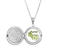Great Wall China Pattern Art Deco Fashion Locket Necklace Hold Picture Jewelry Birthday Gift