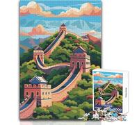 Great Wall of China Illustration Adults 1000 Pieces Puzzle Strategic Thinking Learning Game Ideal Meaningful Gift for Any Event Size 38x52cm