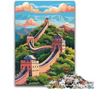 Great Wall of China Illustration Jigsaw Puzzles for Adults 1000, Help The Brain Exercise Addictive Toys to Cultivate Patience Unique Challenge Game 1000pcs(26x38cm)