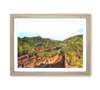 Great Wall Of China Painting Modern Art Framed Print | A2 Oak Framed Wall Art | Ready to Hang | Modern Historical Picture | Living Room Bedroom Lounge Office