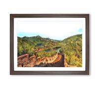Great Wall Of China Painting Modern Art Framed Print | A3 Walnut Framed Wall Art | Ready to Hang | Modern Historical Picture | Living Room Bedroom Lounge Office