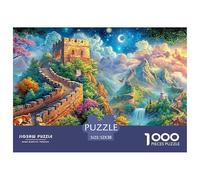 Great Wall Path with Tigers, Butterfly, And Sunset Mountains 1000-Piece Jigsaw Puzzle Dream Building - Challenging & Brainteasing for All Ages 52x38cm/1000pcs