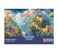 Great Wall Under Starry Sky with Rivers 1000 Piece Jigsaw Puzzle Fantasy Architecture Brainteasing Fun for Adults & Kids 38x26cm/1000pcs