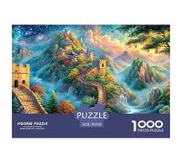 Great Wall, Waterfalls, And Vibrant Scenery Under Starry Sky 1000-Piece Jigsaw Puzzle Dream Building - Ideal for Men, Women, Elders & Seniors 70x50cm/1000pcs