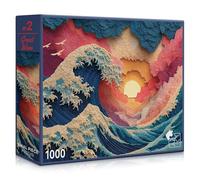 Great Wave (#2) - 1000 Piece Jigsaw Puzzle for Adults | Premium European Blue Board | Satin Low-Glare Finish | Ribbon Cut | Bonus Poster | Display-Worthy Box | Printed in USA | Final Piece Puzzles