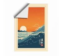 Great Wave at Dawn Japandi Unframed Wall Art Print A3 (42×29.7cm), Wall Decor for Living Room, Bedroom, Office & Home, Art Gift