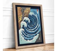 Great Wave at Twilight Japandi Framed Wall Art Print A2 (59.4×42cm) Oak,
