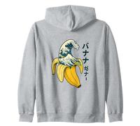 Great Wave Banana Japanese Art Mashup Zip Hoodie