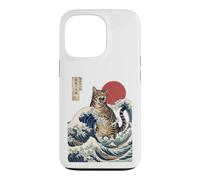 Great Wave Cat Japanese Art Ukiyo-e Ocean Feline Design Case for iPhone 13 Pro