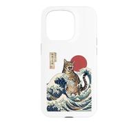 Great Wave Cat Japanese Art Ukiyo-e Ocean Feline Design Case for iPhone 15 Pro