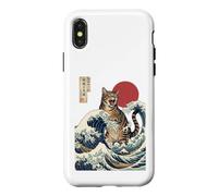 Great Wave Cat Japanese Art Ukiyo-e Ocean Feline Design Case for iPhone X/XS
