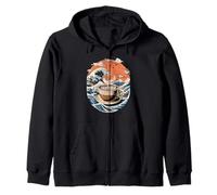 Great Wave Coffee Cup with Mount Fuji and Sunrise Zip Hoodie
