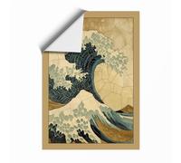 Great Wave in Blue Japandi Unframed Wall Art Print A2 (59.4×42cm), Wall Decor for Living Room, Bedroom, Office & Home, Art Gift