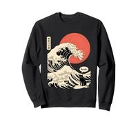 Great Wave Kanagawa Japanese Surfing Cat bruh Sweatshirt