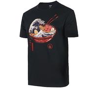 Great Wave of Kanagawa Ramen Japanese Culture Graphic 100% Cotton Premium Short Sleeve Crew Neck Men/Women T-Shirt(Black-Ramen B,S)