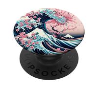 Great Wave Off Kanagawa Cherry Blossoms Hokusai Japanese PopSockets Adhesive PopGrip