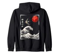 Great Wave Off Kanagawa Japanese Sakura Samurai Artwork Zip Hoodie