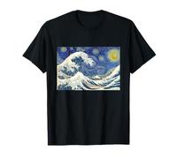 Great Wave off Kanagawa with Starry Nights van Gogh Art T-Shirt