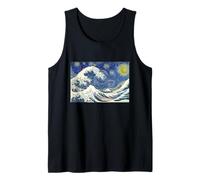 Great Wave Off Kanagawa with Starry Nights Van Gogh Art Tank Top