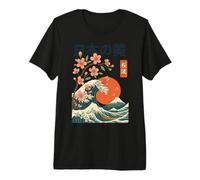 Great Wave Sakura Ukiyo-e Cherry Blossom Premium T-Shirt