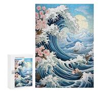 Great Wave with Cherry Blossoms - Wooden Picture Puzzle for Grown-Ups, 300 PCS, Weekend Puzzle Project - for Quiet Evenings And Focused Play