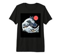 Great Wave Wolf Surfing Sunset Ocean Night Wildlife Premium T-Shirt