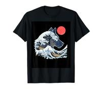 Great Wave Wolf Surfing Sunset Ocean Night Wildlife T-Shirt