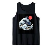 Great Wave Wolf Surfing Sunset Ocean Night Wildlife Tank Top