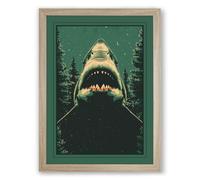 Great White Ascendant Vintage Framed Wall Art Print A3 (42×29.7cm) Oak, Wall Decor for Living Room, Bedroom, Office & Home, Ready to Hang, Art Gift