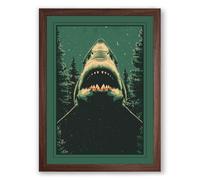 Great White Ascendant Vintage Framed Wall Art Print A3 (42×29.7cm) Walnut, Wall Decor for Living Room, Bedroom, Office & Home, Ready to Hang, Art Gift