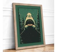 Great White Ascendant Vintage Framed Wall Art Print A4 (29.7×21cm) Oak, Wall Decor for Living Room, Bedroom, Office & Home, Ready to Hang, Art Gift