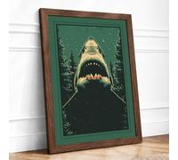 Great White Ascendant Vintage Framed Wall Art Print A4 Walnut | Ready to Hang, Premium Gi Paper, Fade-Resistant Inks, Securely Packaged, UK Made