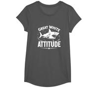 Great White Attitude: Fierce Ocean Predator T-Shirt, Girls, Asphalt, XS
