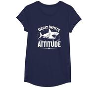 Great White Attitude: Fierce Ocean Predator T-Shirt, Girls, Navy, XS