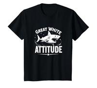 Great White Attitude: Fierce Ocean Predator T-Shirt, Kids, Black, 8 Years