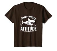 Great White Attitude: Fierce Ocean Predator T-Shirt, Kids, Brown, 8 Years