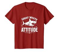 Great White Attitude: Fierce Ocean Predator T-Shirt, Kids, Cranberry, 2 Years