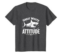 Great White Attitude: Fierce Ocean Predator T-Shirt, Kids, Dark Heather Grey, 2 Years