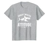 Great White Attitude: Fierce Ocean Predator T-Shirt, Kids, Heather Grey, 2 Years