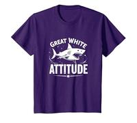 Great White Attitude: Fierce Ocean Predator T-Shirt, Kids, Purple, 4 Years