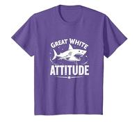 Great White Attitude: Fierce Ocean Predator T-Shirt, Kids, Purple Heather, 2 Years