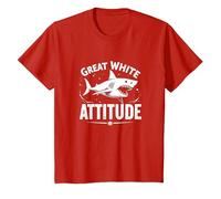 Great White Attitude: Fierce Ocean Predator T-Shirt, Kids, Red, 2 Years